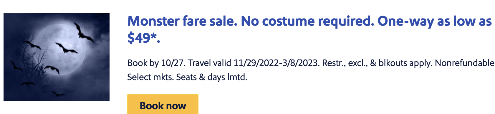 You are currently viewing Southwest has flight deals starting at $49 for Halloween