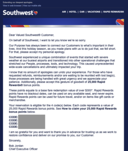 Read more about the article Southwest provides points; extends elite status and Companion Pass for select travelers