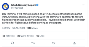 Read more about the article JFK Airport’s Terminal 1 back open after power outage caused disruption
