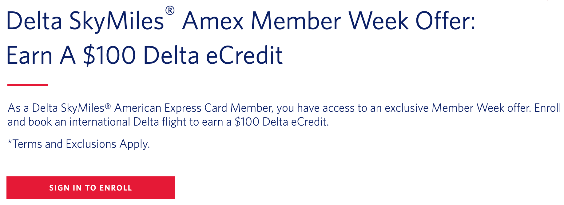 You are currently viewing Delta Amex cardholders: Claim your $100 eCredit today
