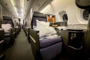 Read more about the article Qantas’ A380 isn’t the newest way to fly — but kangaroo pajamas and an onboard lounge make it a treat